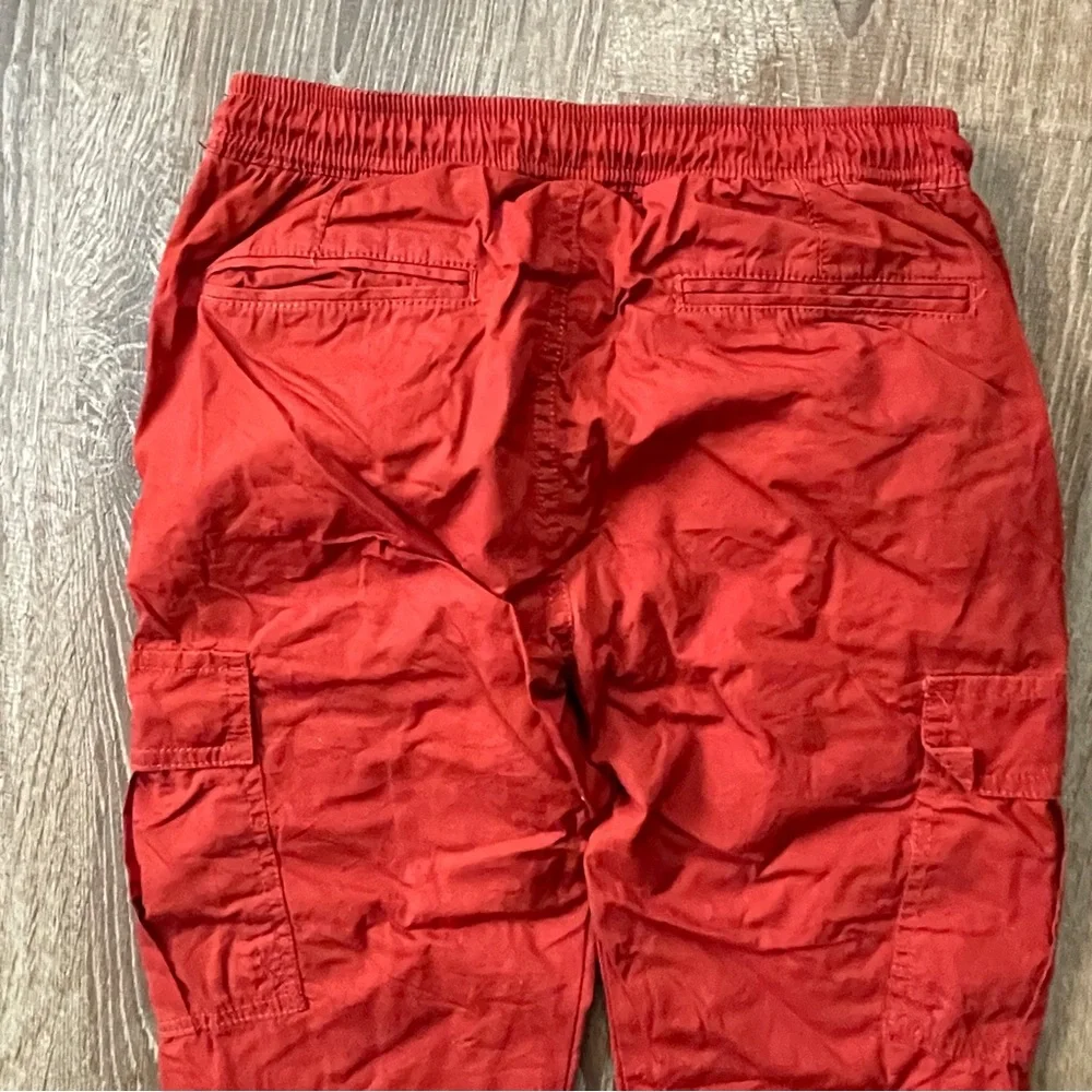 Boden Red Elastic Drawstring Waist Cargo Pants Joggers 9Y Cotton